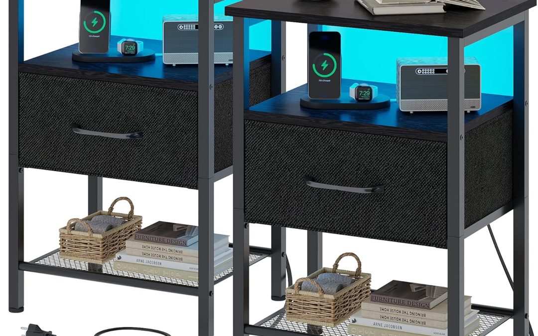 Revamp Your Bedroom: The Ultimate Night Stand Set with Charging Station & LED Light!