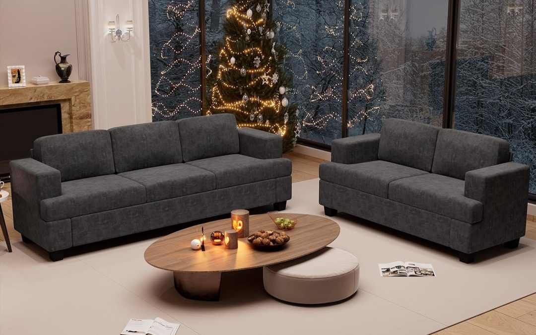 Transform Your Living Space: Review of the 2-Piece Comfy Sofa Set in Dark Grey