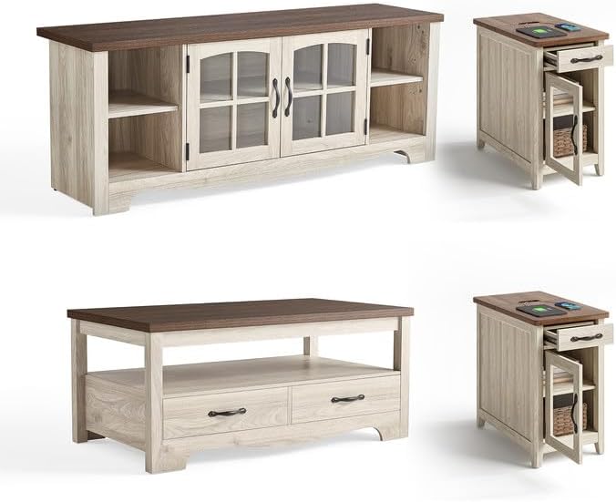 Transform Your Space: LINSY HOME 4-Piece Farmhouse Living Room Table Set Review