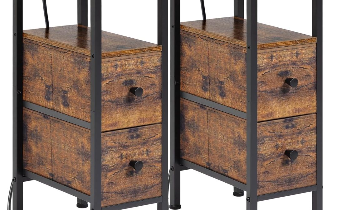 Effortless Style: Review of HETNDP02PBR Narrow End Tables with Charging Station