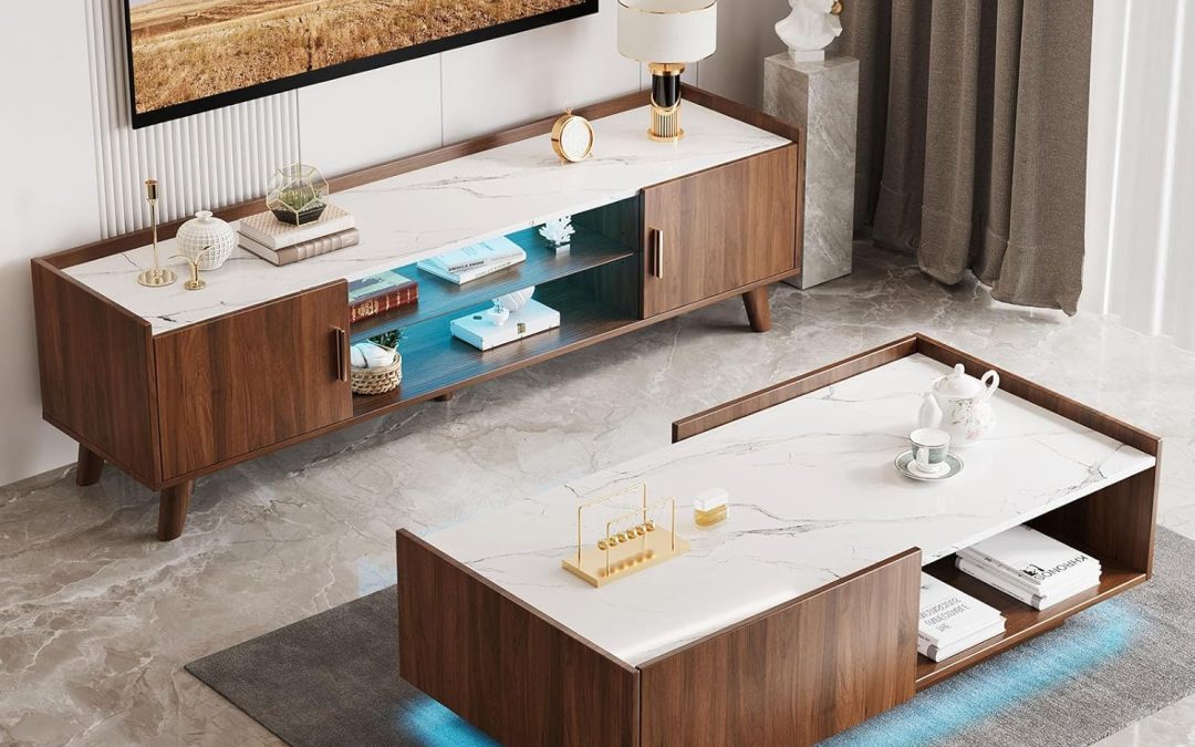Elevate Your Living Room: Review of the Modern Coffee Table & TV Stand Set with LED Illumination