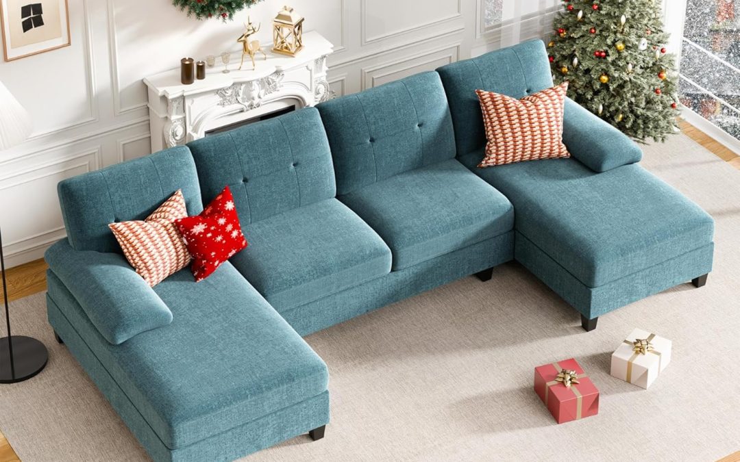 Transform Your Living Space: Review of the SUNLEI U Shaped Couch in Maldives Blue